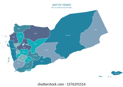 graphic vector of yemen map. middle east countries map. 