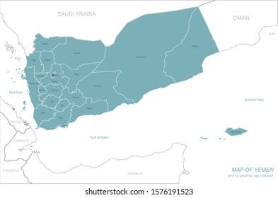 graphic vector of yemen map. middle east countries map. 