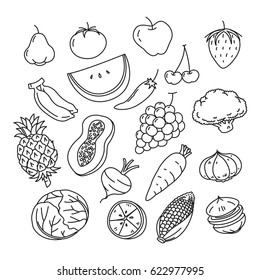 graphic Veggies and fruits, vector