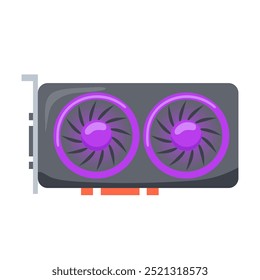 Graphic video card in flat design. Computer hardware component for gaming. Vector illustration isolated.