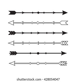graphic vintage arrow set, vector