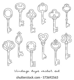 Graphic vintage doodles keys vector set