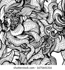 Graphic vintage floral pattern.Vector illustration. Manual graphics. Suitable for decorating various surfaces.