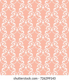 Graphic vintage pattern. Wallpaper baroque, damask. Seamless vector background. White and pink ornament. Floral pattern.