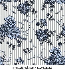 Graphic vintage seamless with succulents