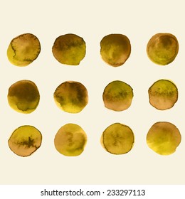 Graphic watercolor set of circles