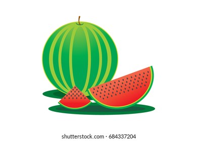 Graphic watermelon pattern, on a white background, Vector illustration.