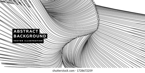 Estilo de onda gráfica fondo geométrico dinámico mínimo. Patrón de formas de línea monocroma. Vector Eps10