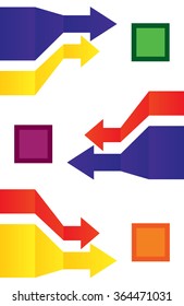 Graphic way of presenting the main and additional colors in the form of arrows and squares