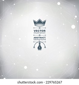Graphic web background with light spot elements and connected dots, mesh vector abstract complicated cover created from geometric transparent figures, eps10 tech illustration.