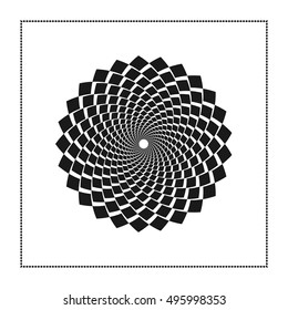 Graphic web of black rhombus in concentric circle with an open core. Graphic design. Vector illustration. Background design. Modern stylish. Swirling,rotating lines artistic graphic. Good for design.