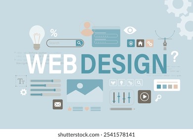 Graphic and web design. Custom design for a sites, mobile applications, Ui UX design. Creative concept for web banner, social media, business presentation, marketing material. flat vector illustration