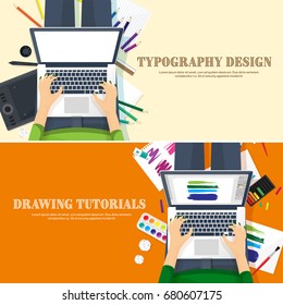Graphic web design. Drawing and painting. Development. Illustration, sketching, freelance. User interface. UI. Computer, laptop.