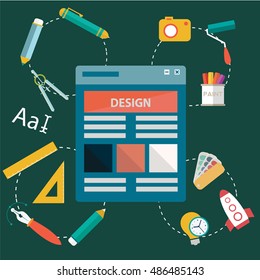 Graphic web design icons flat style