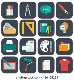 Graphic web design icons flat style.