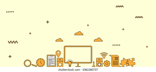 Graphic and web design illustration.Designer workplace with tools.user interface design.Graphic design trends and ideas.