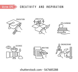 Graphic and web design line icons