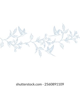 Fronteira gráfica do casamento com flores e folhas. Ilustração 