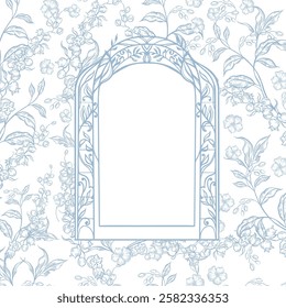 Graphic wedding card with flowers. Illustration
