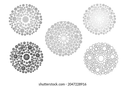 A graphic in which inorganic gray round cells diffuse in a circle. background-landscape