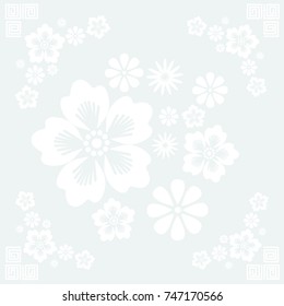 Graphic white flowers Chinese style background 