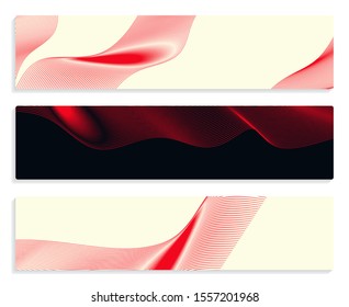graphic wired curtains banners set in ivory red black shades