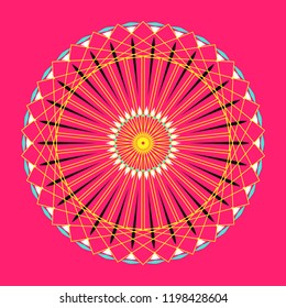 graphic wired geometric wheel in pop pink yellow shades