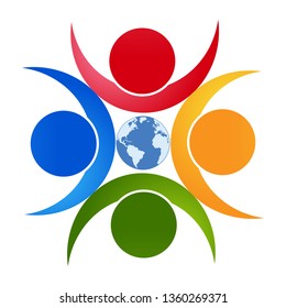 Graphic Wold group connection logo.people in the circle.logo team work 