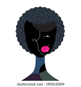 Graphic of woman face black and white colour with pink lip.