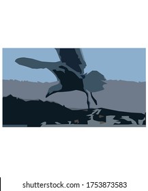 
trabajo gráfico sobre el vuelo de gaviotas en el cielo