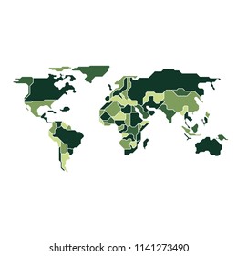 graphic of world map combined with camouflage pattern
