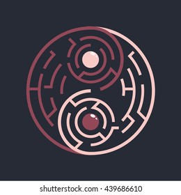 Graphic of Yin Yang simbol combined with the maze