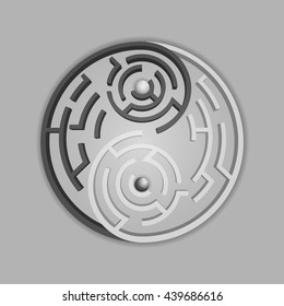 Graphic of Yin Yang simbol combined with the maze