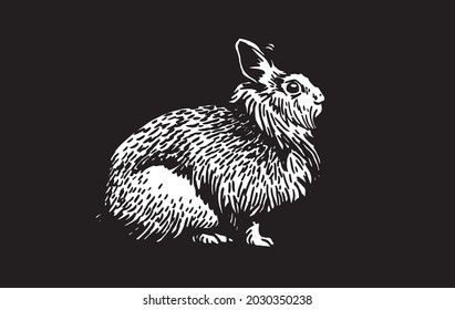 Graphical 3d fat rabbit on black background,vector illustration