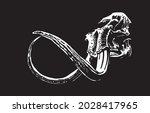 Graphical 3D skull of mammoth isolated on black background, vector paleontological element 