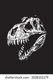 Graphical 3D skull of tyrannosaurus on black background, vector illustration for design,logo and typography. 
