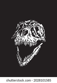 Graphical 3D skull of tyrannosaurus on black background, vector illustration for design,logo and typography. 