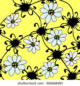 graphical abstract yellow background with white flowers