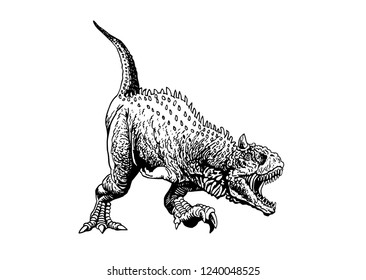 Graphical angry albertosaurus isolated on white background,vector sketch for tattoo and printing