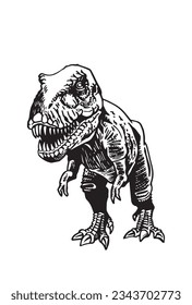 Graphical angry dinosaur isolated on white background,vector tyrannosaurus