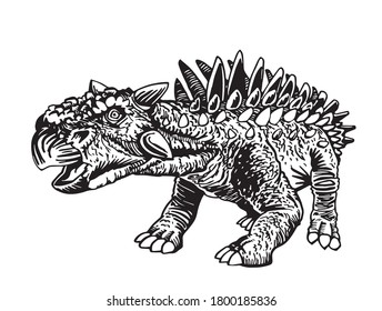 Graphical  Ankylosaurus isolated on white background, dinosaur