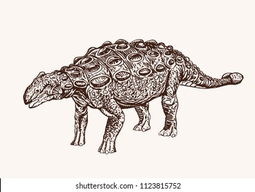  graphical ankylosaurus ,vector vintage illustration of dinosaur,tattoo