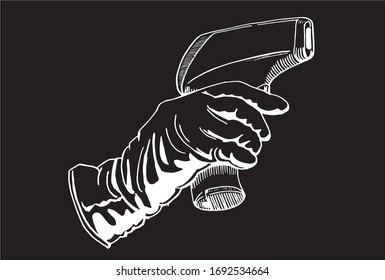 Grafischer Arm mit elektronischem Thermometer einzeln auf Schwarz 