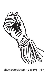 Tubo de ensayo de retención de brazo gráfico aislado en blanco, laboratorio, ilustración vectorial , coronavirus 