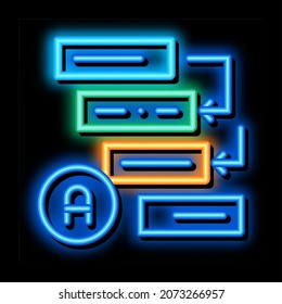 graphical automatic algorithm neon light sign vector. Glowing bright icon graphical automatic algorithm sign. transparent symbol illustration