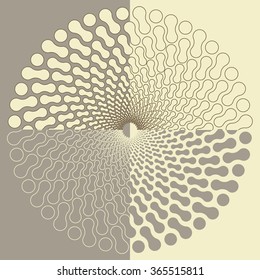 A graphical background with a bones and dots pattern rosette divided in 4 sections in a neutral grey color palette