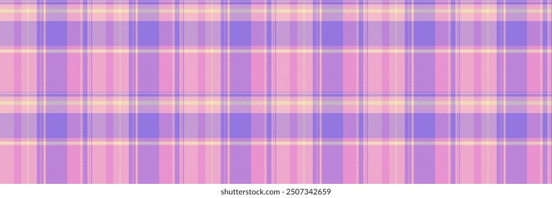 Graphical background check textile, artistic texture plaid seamless. Random fabric vector pattern tartan in pink and indigo colors palette.