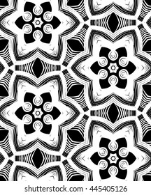 Graphical black and white floral vector seamless pattern. Endless ornamental background. Use for pattern fills, wallpaper, textile, wrapping paper.