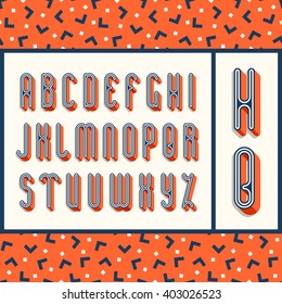 Graphical bright font with 3d effect shadow. Vector modern design typescript plus seamless pattern (background). 