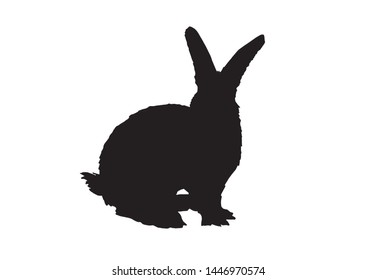 Graphical bunny silhouette isolated on white background,vector illustration for logo,tattoo icons and printing